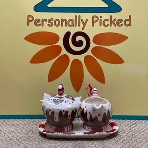 Blue Sky Clayworks “GINGERBREAD” Sugar and Creamer With Tray
